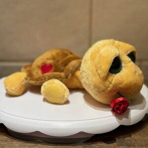 Russ Berrie Lil Peepers Shelly the Turtle Plush Red Rose Heart Valentine 10" Tag